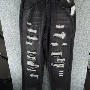NWT Hot Topic Jeans Charcoal Wash Ripped Distressed 32x32 Men Cotton Adult